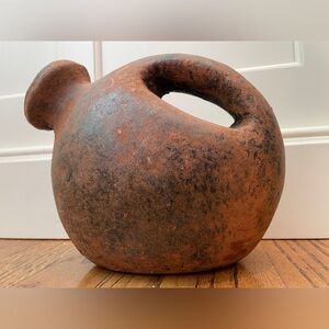 Antique Mexican Aztec Style Rustic 8.5" Water Jug/Container with Handle- RARE